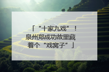 “十家九戏”！泉州郑成功故里藏着个“戏窝子”