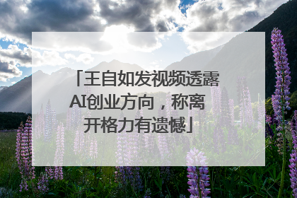 王自如发视频透露AI创业方向，称离开格力有遗憾