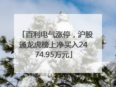 百利电气涨停，沪股通龙虎榜上净买入2474.95万元