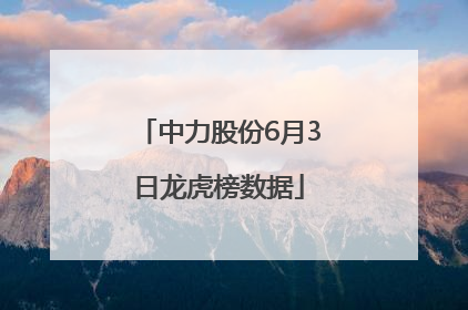 中力股份6月3日龙虎榜数据
