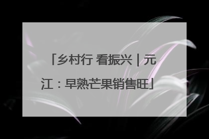 乡村行 看振兴｜元江：早熟芒果销售旺