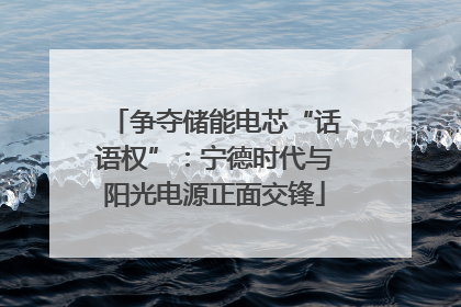 争夺储能电芯“话语权”：宁德时代与阳光电源正面交锋