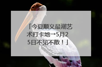 今夏顺义最潮艺术打卡地→5月25日不见不散！