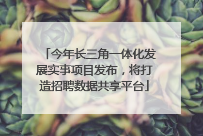 今年长三角一体化发展实事项目发布，将打造招聘数据共享平台