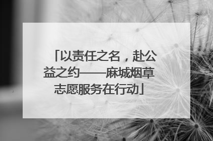 以责任之名，赴公益之约——麻城烟草志愿服务在行动