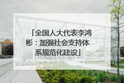 全国人大代表李鸿彬：加强社会支持体系规范化建设