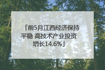 前5月江西经济保持平稳 高技术产业投资增长14.6%