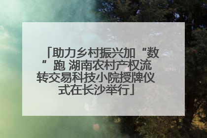 助力乡村振兴加“数”跑 湖南农村产权流转交易科技小院授牌仪式在长沙举行