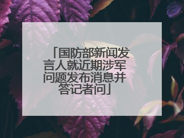国防部新闻发言人就近期涉军问题发布消息并答记者问