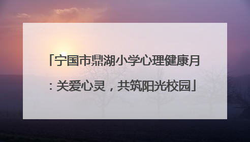 宁国市鼎湖小学心理健康月：关爱心灵，共筑阳光校园