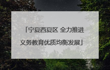 宁夏西夏区 全力推进义务教育优质均衡发展