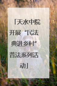天水中院开展“民法典进乡村”普法系列活动