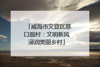 威海市文登区慈口观村：文明新风浸润美丽乡村