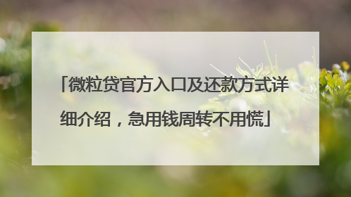 微粒贷官方入口及还款方式详细介绍，急用钱周转不用慌