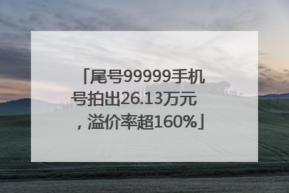 尾号99999手机号拍出26.13万元，溢价率超160%