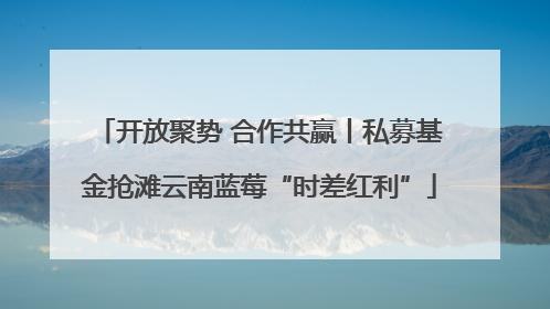 开放聚势 合作共赢丨私募基金抢滩云南蓝莓“时差红利”
