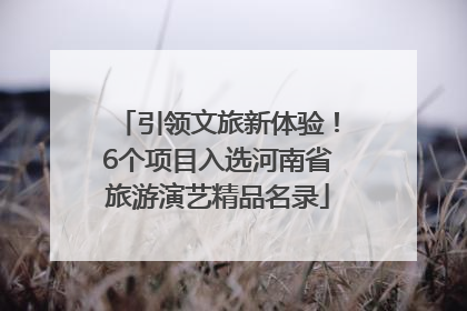 引领文旅新体验！6个项目入选河南省旅游演艺精品名录