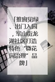 推窗见绿、出门入园,军山街龙湖社区打造特色“微花园治理”品牌