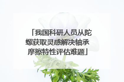 我国科研人员从陀螺获取灵感解决轴承摩擦特性评估难题