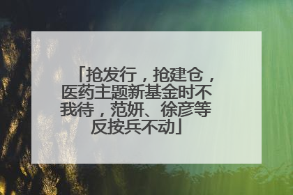 抢发行，抢建仓，医药主题新基金时不我待，范妍、徐彦等反按兵不动