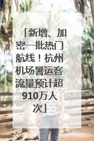 新增、加密一批热门航线！杭州机场暑运客流量预计超910万人次