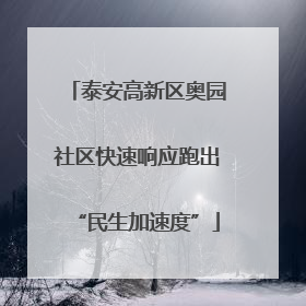 泰安高新区奥园社区快速响应跑出“民生加速度”