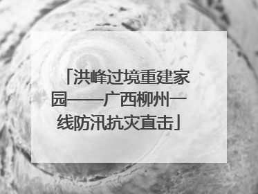洪峰过境重建家园——广西柳州一线防汛抗灾直击