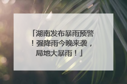 湖南发布暴雨预警！强降雨今晚来袭，局地大暴雨！