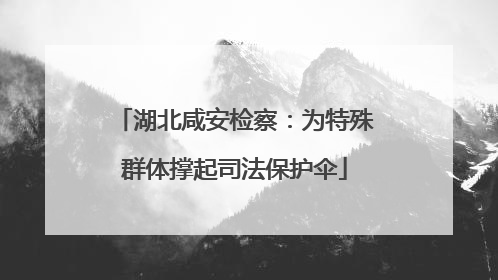 湖北咸安检察：为特殊群体撑起司法保护伞