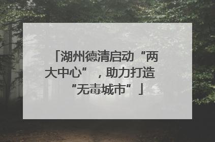 湖州德清启动“两大中心”，助力打造“无毒城市”