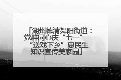 湖州德清舞阳街道：党群同心庆“七一” “送戏下乡”惠民生 知识宣传美家园