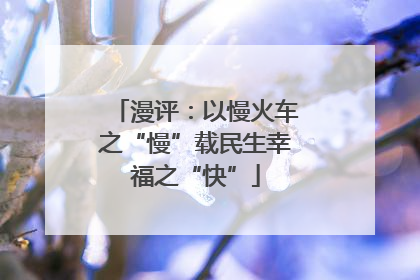 漫评：以慢火车之“慢”载民生幸福之“快”