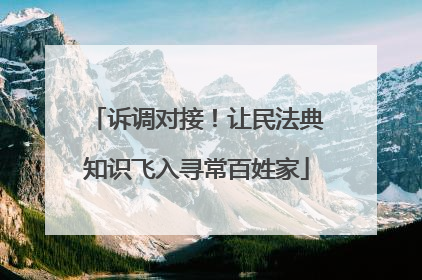 诉调对接！让民法典知识飞入寻常百姓家