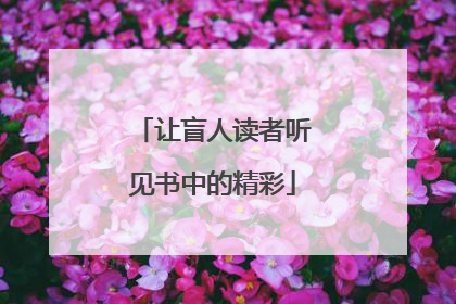 让盲人读者听见书中的精彩