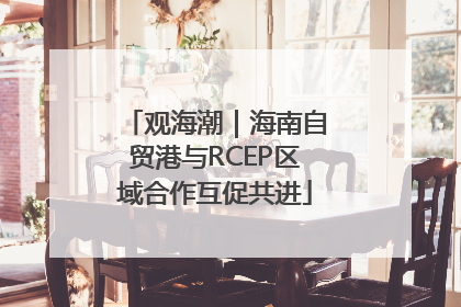 观海潮｜海南自贸港与RCEP区域合作互促共进