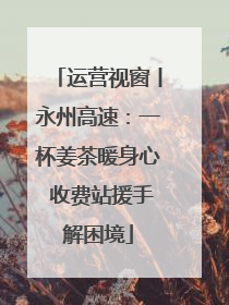 运营视窗丨永州高速：一杯姜茶暖身心 收费站援手解困境