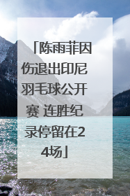 陈雨菲因伤退出印尼羽毛球公开赛 连胜纪录停留在24场