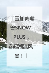 雪加鸭嘴兽SNOWPLUS，卷起潮流风暴！