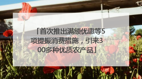 首次推出满额优惠等5项提振消费措施，引来300多种优质农产品