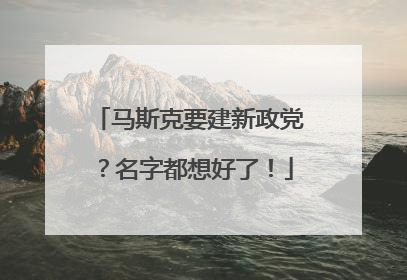马斯克要建新政党？名字都想好了！
