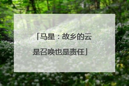 马星：故乡的云是召唤也是责任