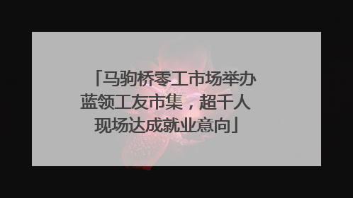 马驹桥零工市场举办蓝领工友市集，超千人现场达成就业意向