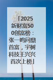 2025新财富500创富榜：张一鸣问鼎首富，宇树科技王兴兴首次上榜